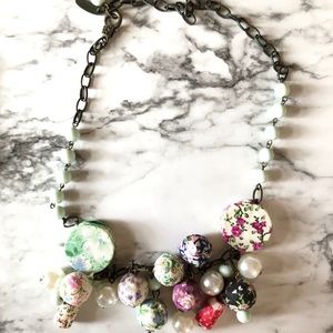 Plunder floral & pearl fabric statement necklace